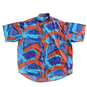 Vintage Gotcha Mens XXL Abstract Geometric Surf Shirt Short Sleeve 90s